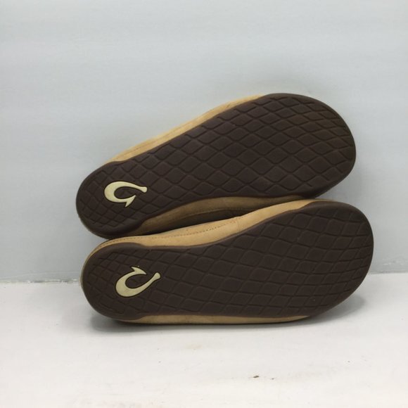 Olukai Kipuka Hulu Slipper Men Size M11 Toffee Leather Shearling Lining Slip-On - Picture 13 of 13